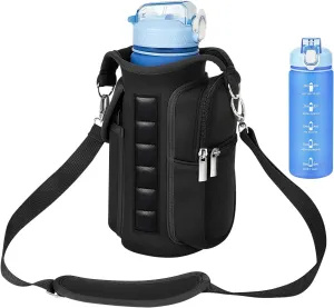 Magnetic Gym Bag with 27 oz Gym Bottle, Water Bottle Holder Pouch Carrier Bag with Adjustable Strap, Side Pockets, for Outdoor Workout