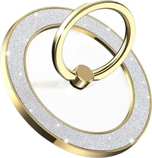 Magnetic Phone Ring Holder for MagSafe, Magnetic Phone Grip for iPhone, Compatible with iPhone MagSafe Wireless Charging. (Glitter Gold)