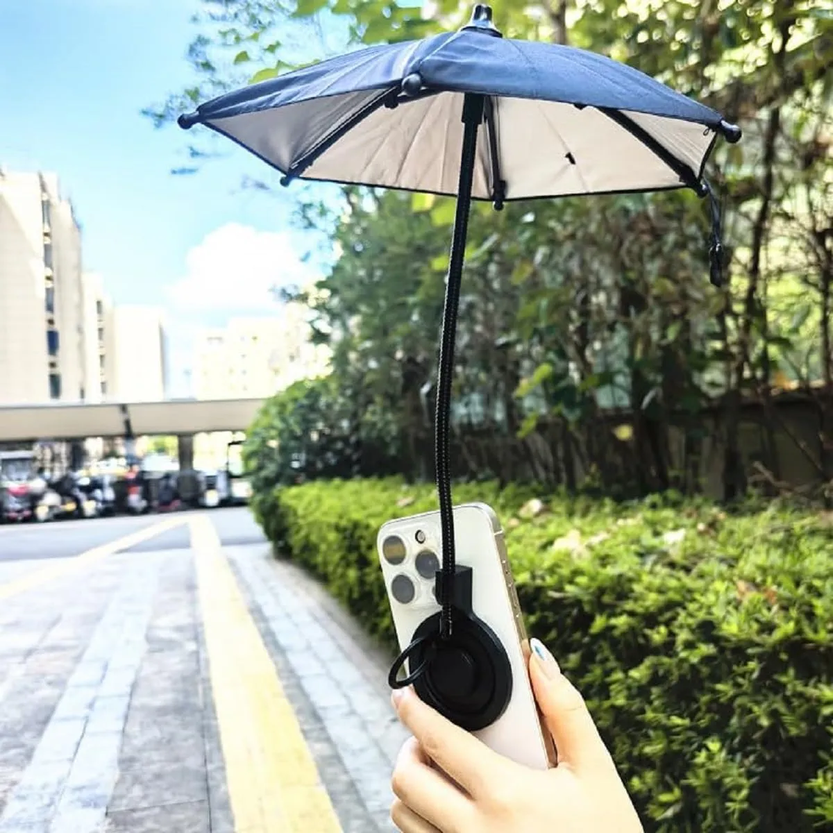 Magnetic Phone Sun Shade Shield Umbrella,2025 New Phone Umbrella for Sun,Universal Blocker Cover Visor for Beach Pool Outdoor Tiktok YouTube Video Photo Watching Shooting Anti-Glare (Black)