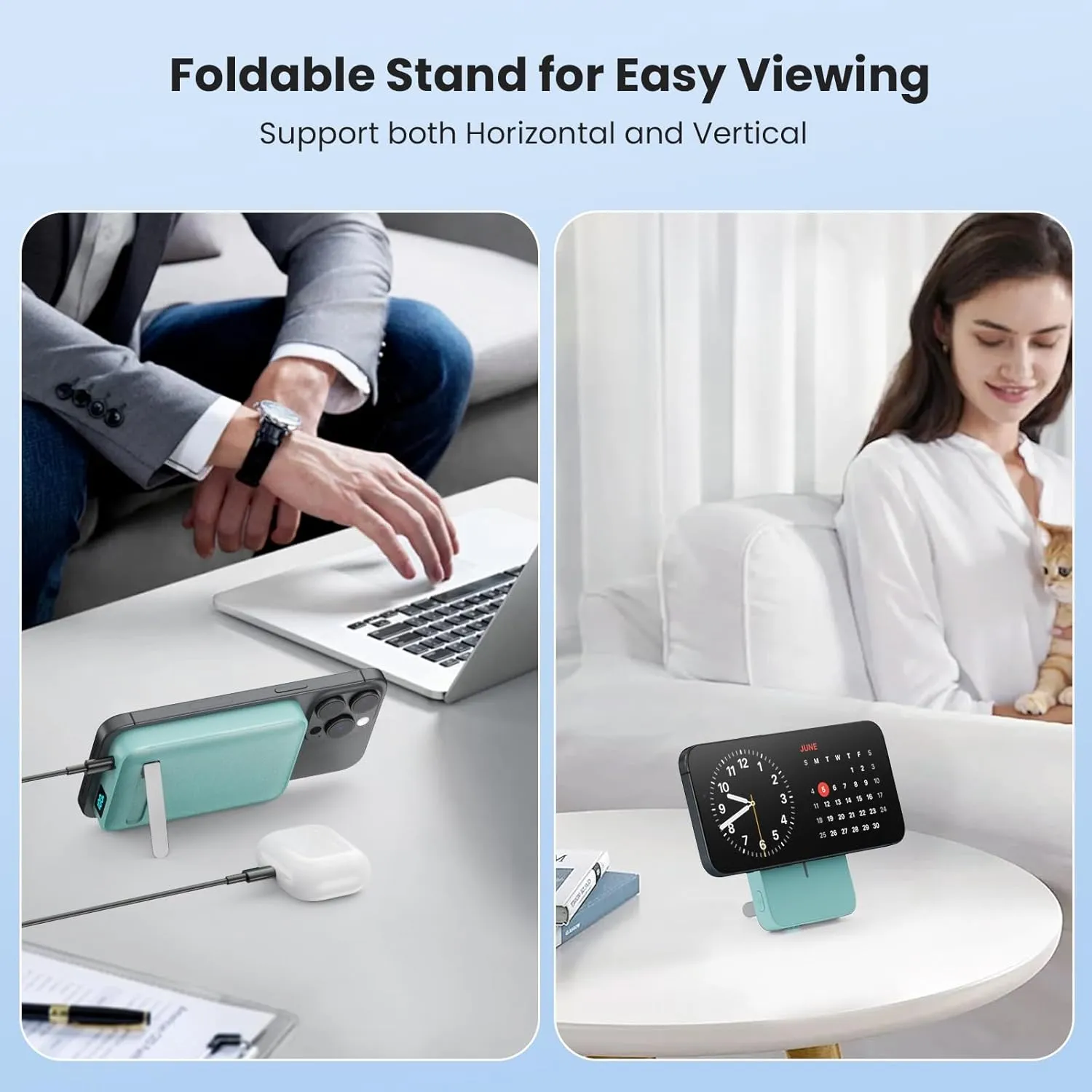 Magnetic Portable Charger 10800mAh Wireless Power Bank with Foldable Stand,LED Display 25W USB-C in/Output Fast Charging External Battery Pack for Magsafe,iPhone 16/15/14/13/12 Pro/Pro Max/Plus
