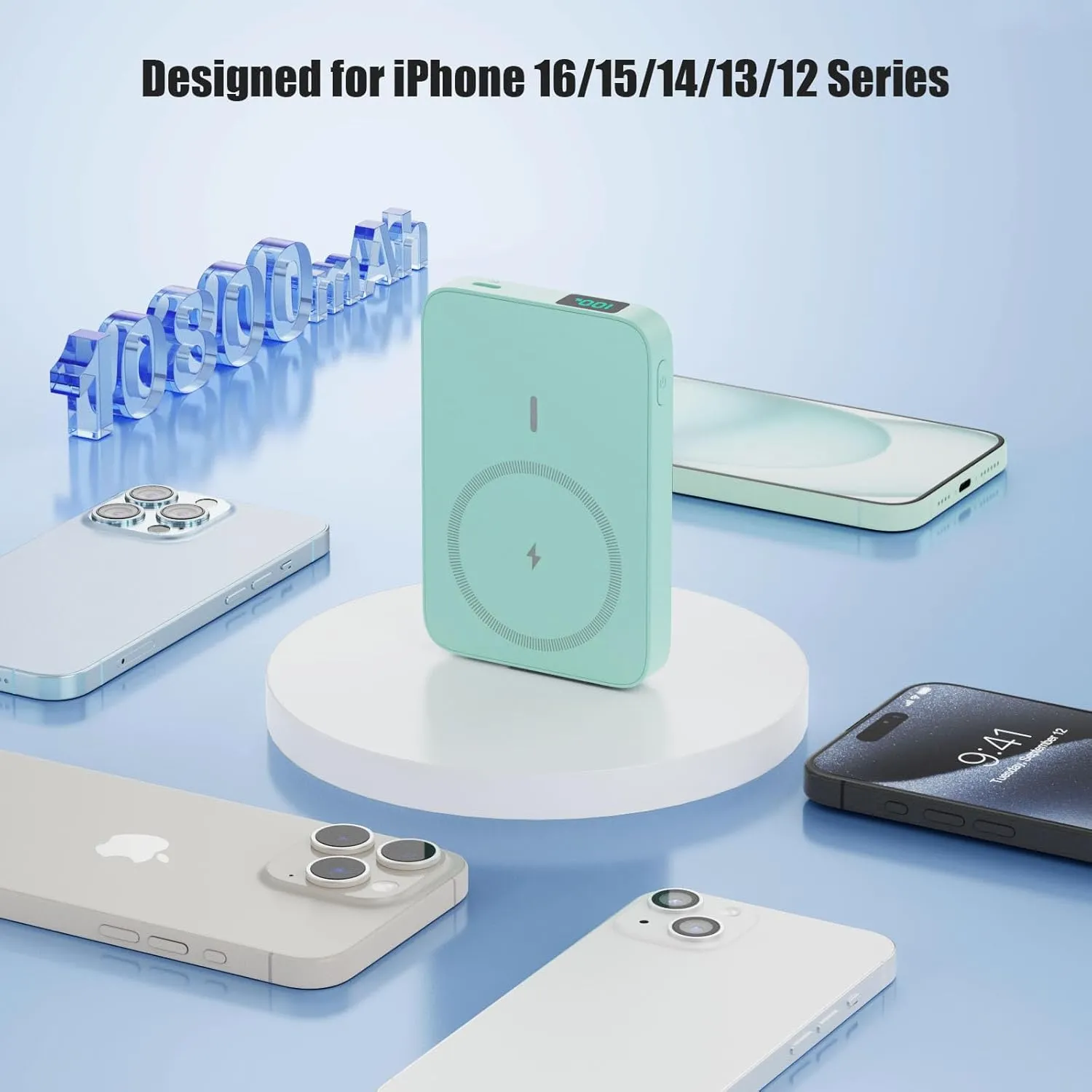 Magnetic Portable Charger 10800mAh Wireless Power Bank with Foldable Stand,LED Display 25W USB-C in/Output Fast Charging External Battery Pack for Magsafe,iPhone 16/15/14/13/12 Pro/Pro Max/Plus