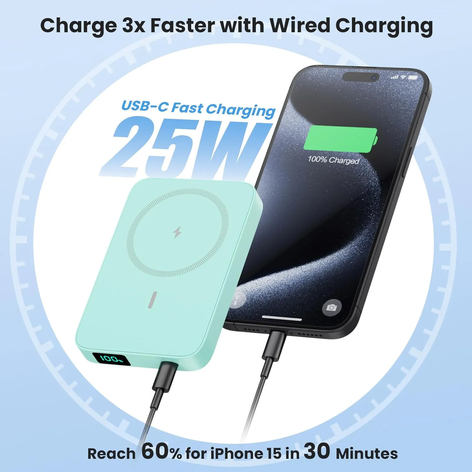 Magnetic Portable Charger 10800mAh Wireless Power Bank with Foldable Stand,LED Display 25W USB-C in/Output Fast Charging External Battery Pack for Magsafe,iPhone 16/15/14/13/12 Pro/Pro Max/Plus