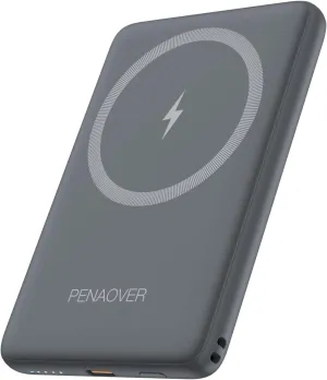 Magnetic Portable Charger, 5000mAh Wireless Power Bank Fast Charging Battery Pack with USB C Cable, Compatible with iPhone 16/15/14/13/12
