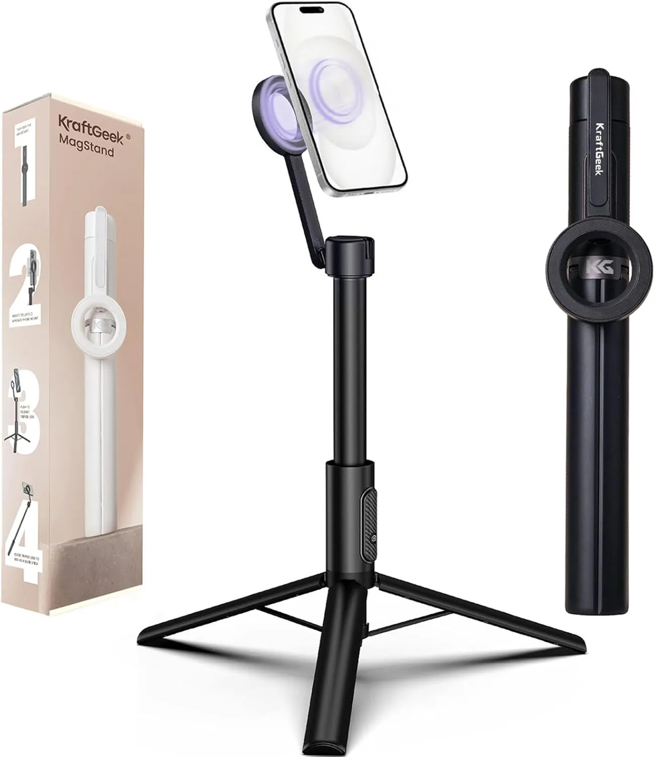 Magnetic Tripod for iPhone, 64” Selfie Stick for iPhone Magsafe, Phone Tripod Stand with Remote for Cell Phone Video Recording Travel