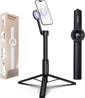 Magnetic Tripod for iPhone, 64” Selfie Stick for iPhone Magsafe, Phone Tripod Stand with Remote for Cell Phone Video Recording Travel