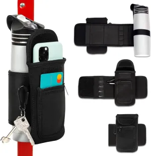 Magnetic Water Bottle Holder for Gym with 2 Pockets, Magnetic Bag Mount for Phones, Gym Essentials Accessories