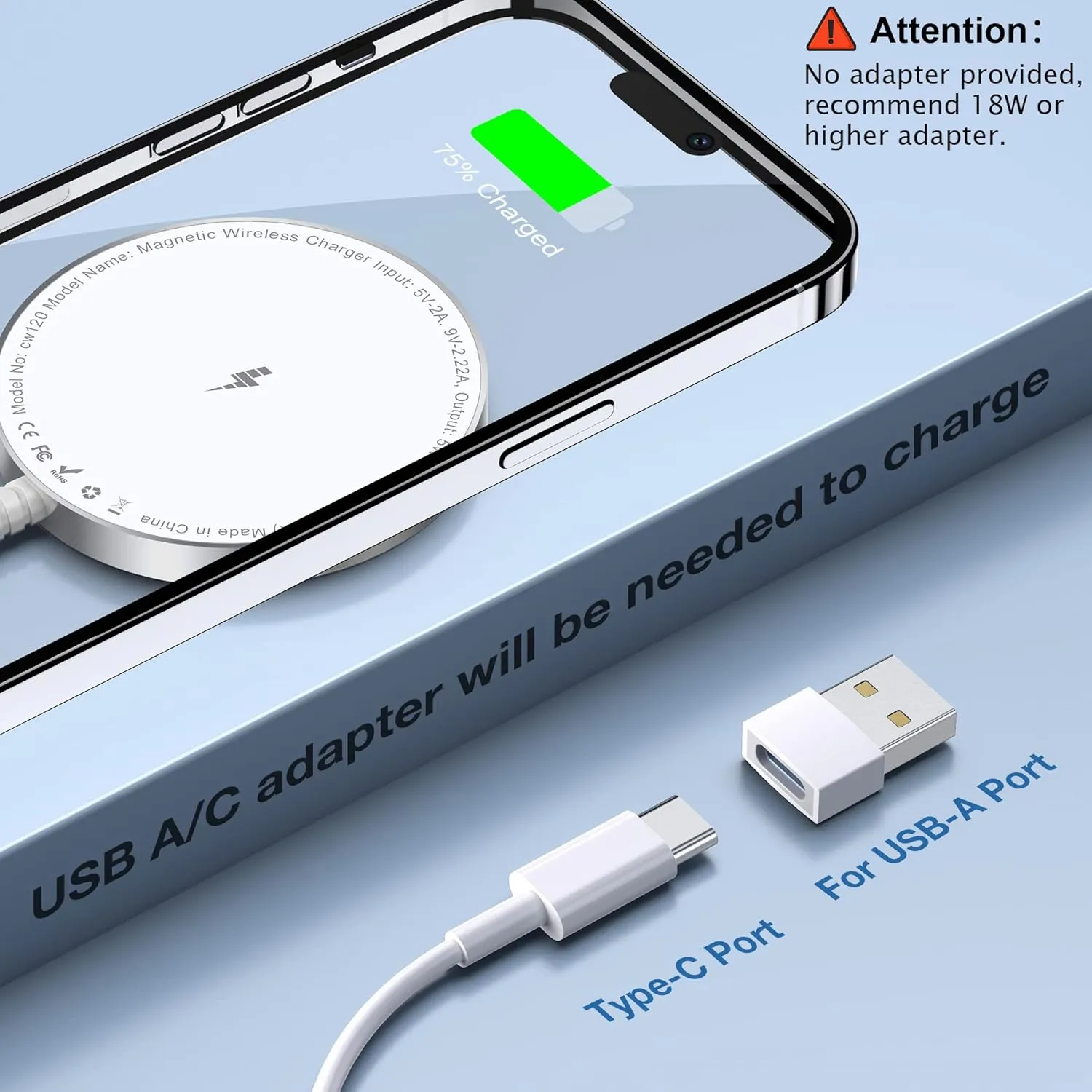 Magnetic Wireless Charger for iPhone: Compatible with Magsafe Charger iPhone 16 15 14 13 12 Series & Airpods 4 3 2 Pro - Fast 15W Max Charging Pad Strong Magnet, Dual USB-C/A Ports-Home Office Travel