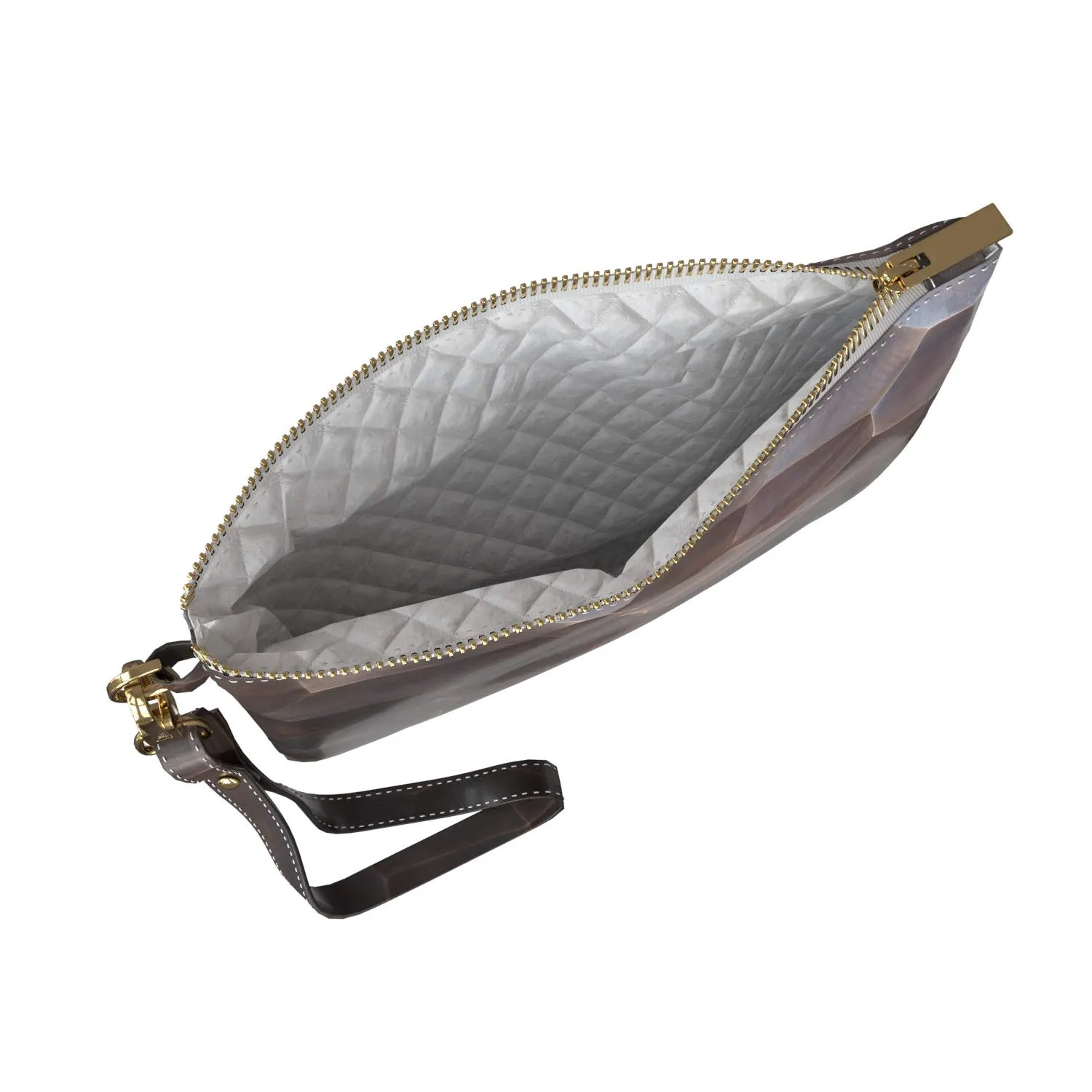 Makeup Bag 9.5 x 6 inch Wooden Print PU Leather Toiletry Zipper Travel Case Bronze Cosmetic Brown Abstract Mosaic Portable Organizer Design Tile Strap Accessories Purse Pouch Storage Luxury