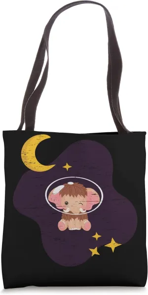 Mammoth In Space Long Tusks Woolly Animals Tote Bag
