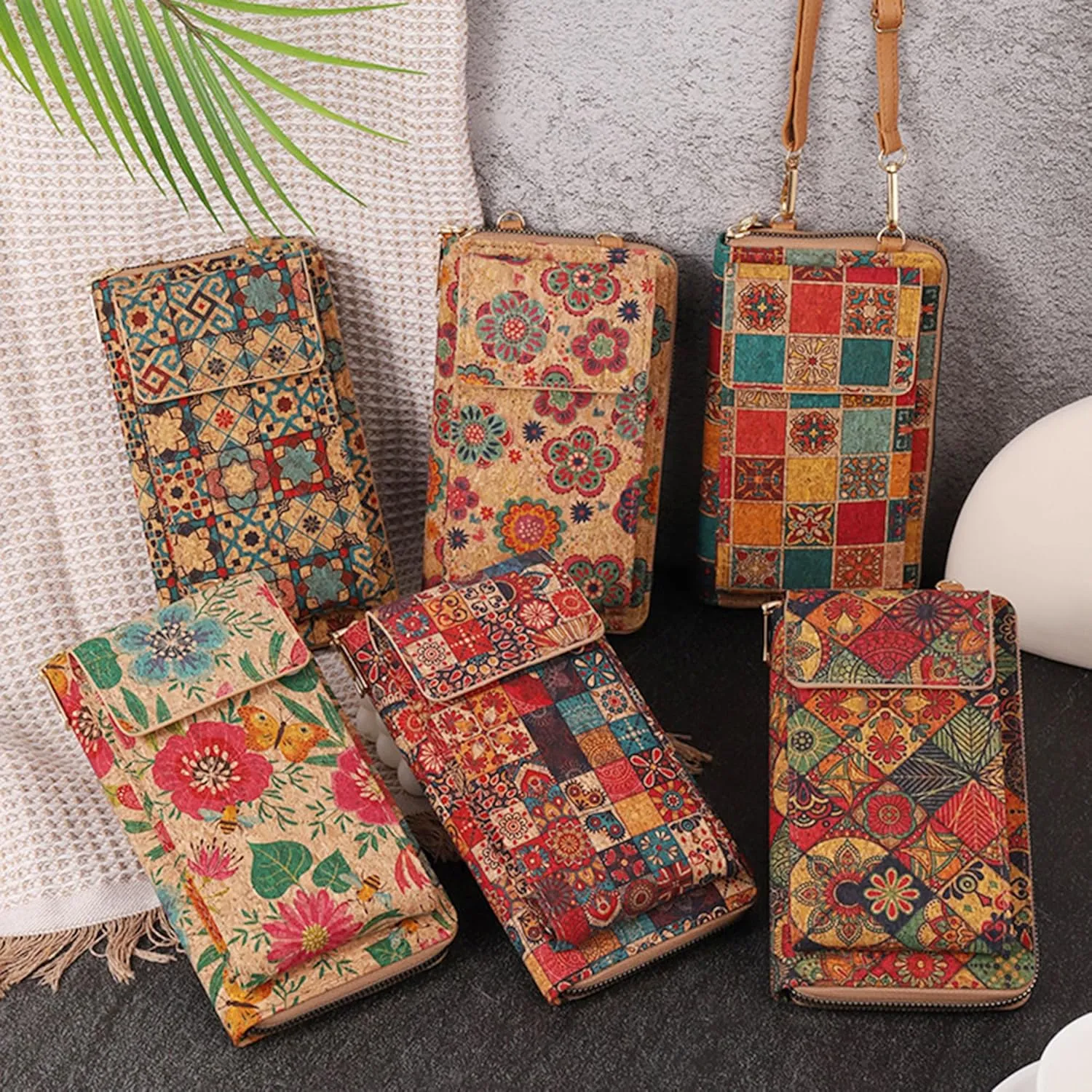 Mandala Bohemian Small Purses for Women Crossbody Strap Bag Cell Phone Wallet Cellphone Cross Body Case Flower with Pocket