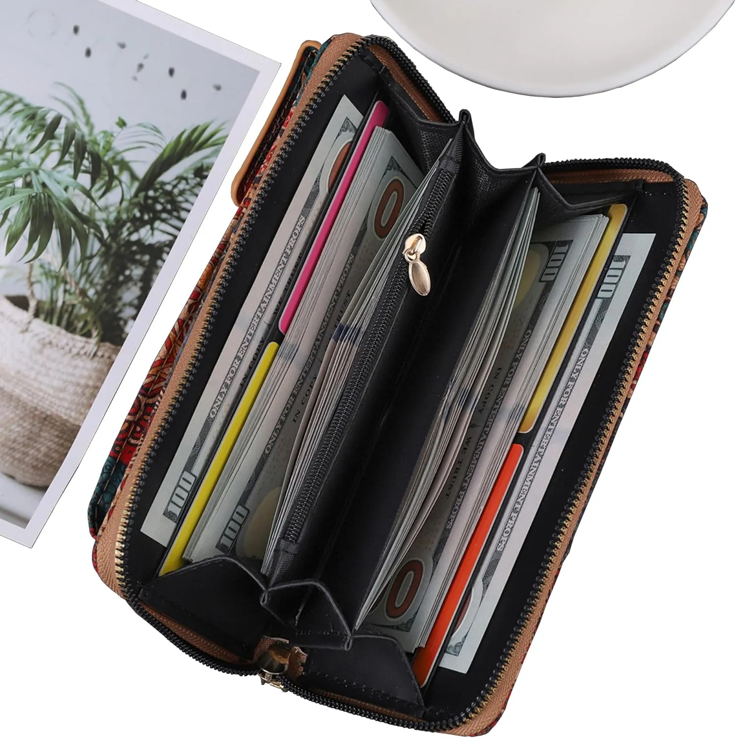 Mandala Bohemian Small Purses for Women Crossbody Strap Bag Cell Phone Wallet Cellphone Cross Body Case Flower with Pocket