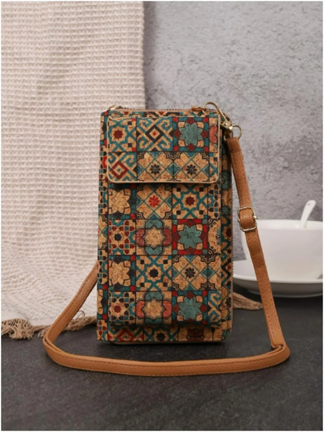 Mandala Bohemian Small Purses for Women Crossbody Strap Bag Cell Phone Wallet Cellphone Cross Body Case Flower with Pocket