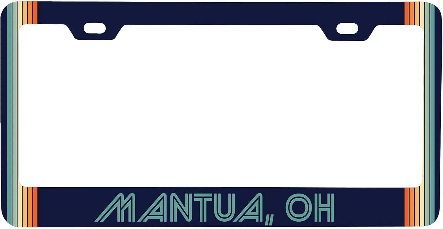 Mantua Ohio Car Metal License Plate Frame Retro Design