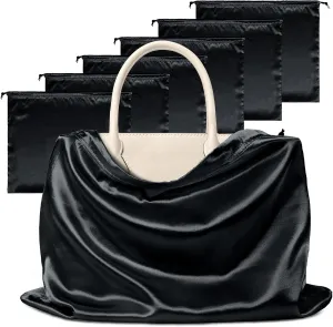 Manyshofu 7 Pack Satin Dust Bags for Handbags & Shoes - Black Drawstring Bags, Silk Dust Cover, Protector Travel Storage Pouch (23.6 x 19.6)