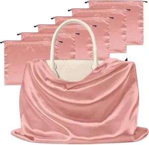 Manyshofu 7 Pack Satin Dust Bags for Handbags Storage, Silky Shoe Bag Rose Gold Drawstring Bags for Shoes & Purses - Silk Dust Cover Bag Dustproof Bags Protector Travel Storage Pouch(23.6 x 19.6)