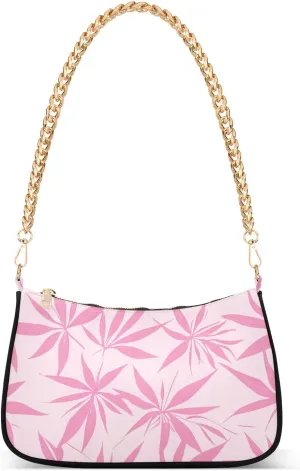 Maple Leaf Weed Peach chain strap crossbody bags for women with multi pockets handbags for work
