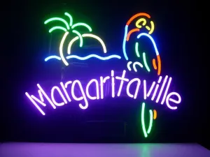 Margaritaville Metal Frame Neon Sign 17"x13" Real Glass Neon Sign Light for Beer Bar Pub Garage Room.