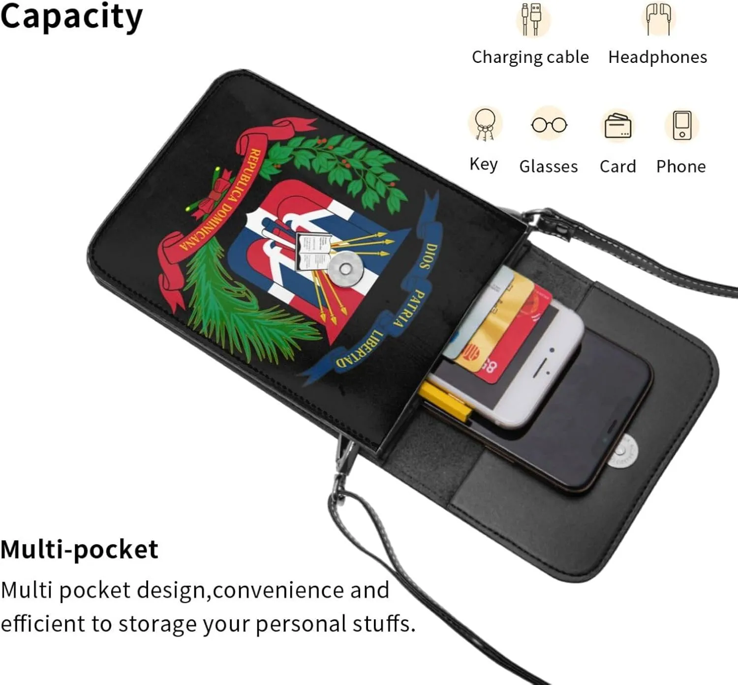 Marijuana Weed Leaf Leather Crossbody Cell Phone Purse Small Wallet Bags Adjustable Phone Bag for Women