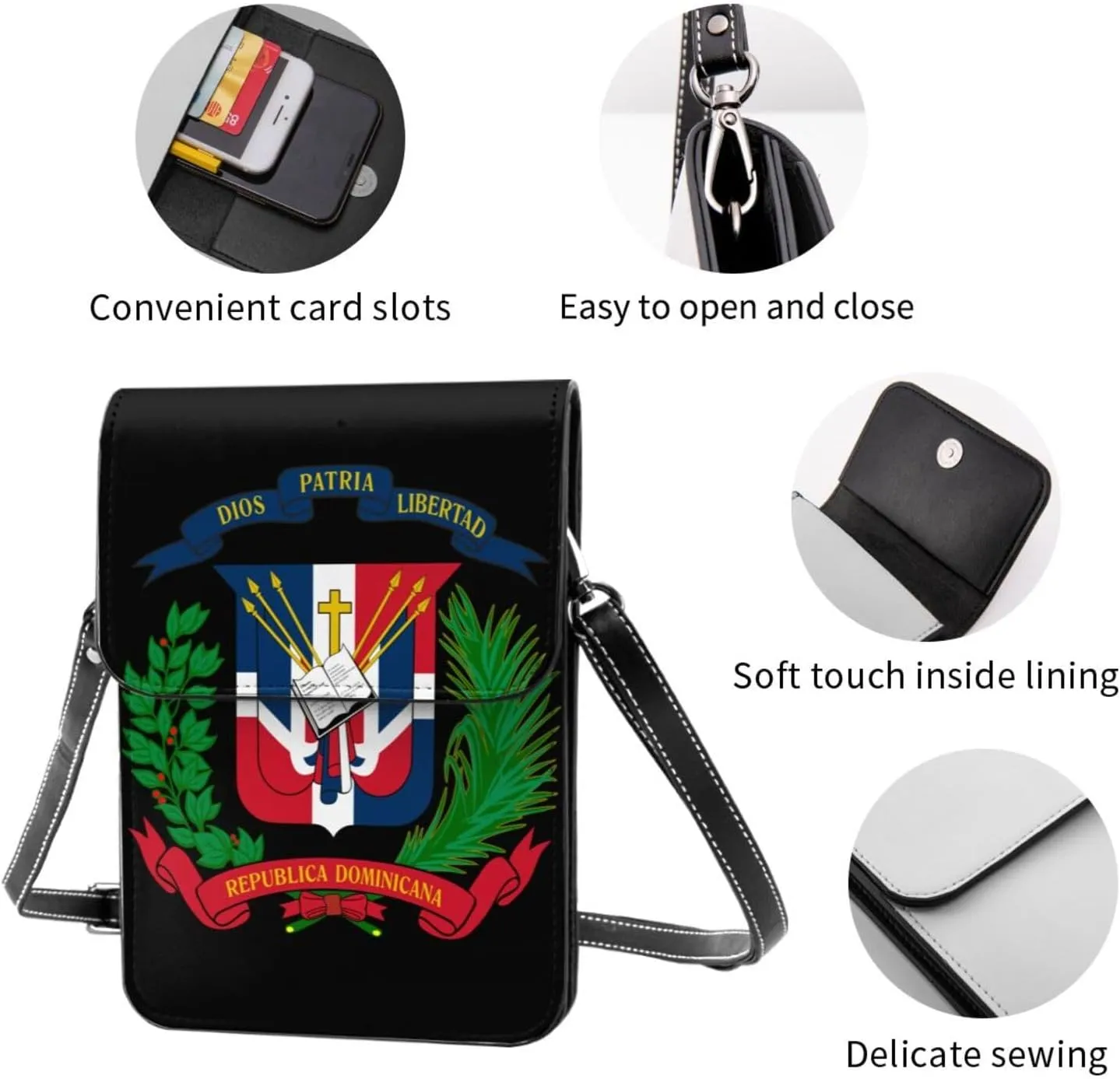 Marijuana Weed Leaf Leather Crossbody Cell Phone Purse Small Wallet Bags Adjustable Phone Bag for Women