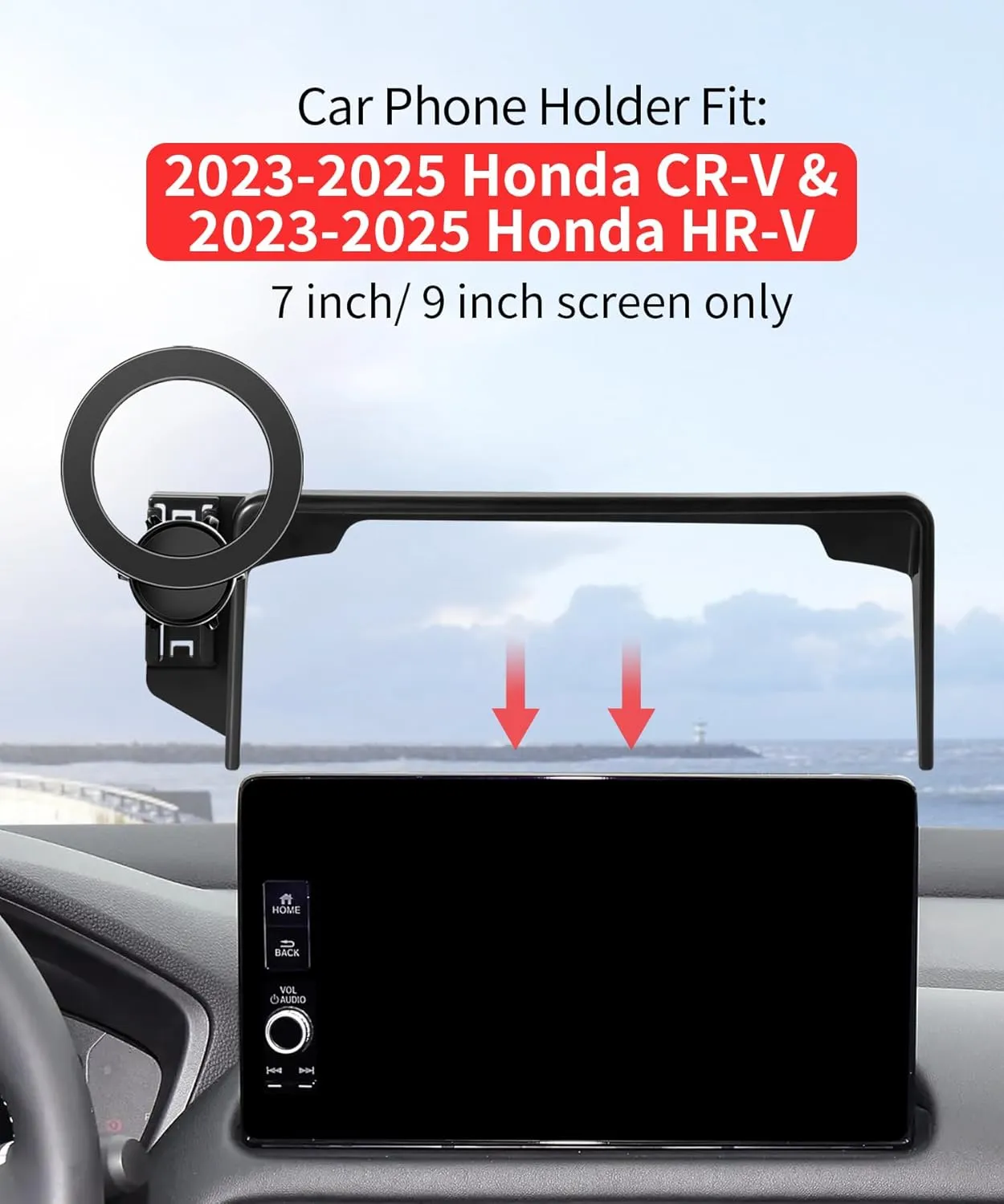 MaserWeller Car Phone Holder for Honda HR-V 2023-2025 Accessories/CR-V 2023 2024 2025 Accessories 7/9-inch Screen Fixed Clip, Phone Mount Compatible with MagSafe, 360° Rotation Cell Phone Holder