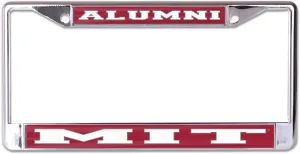 Massachusetts Institute of Technology Alumni On Red Chrome License Plate Frame