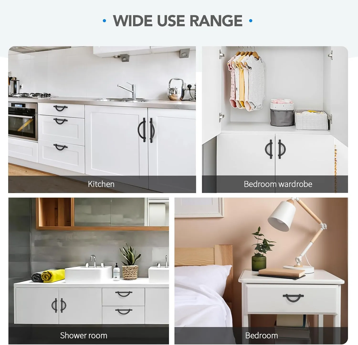 Matte Black Cabinet Pulls, 5 Inch Hole Center, 128 mm, Curved Design Cabinet Handles for Kitchen,Cupboard, Drawer & Bathroom 10 Pack