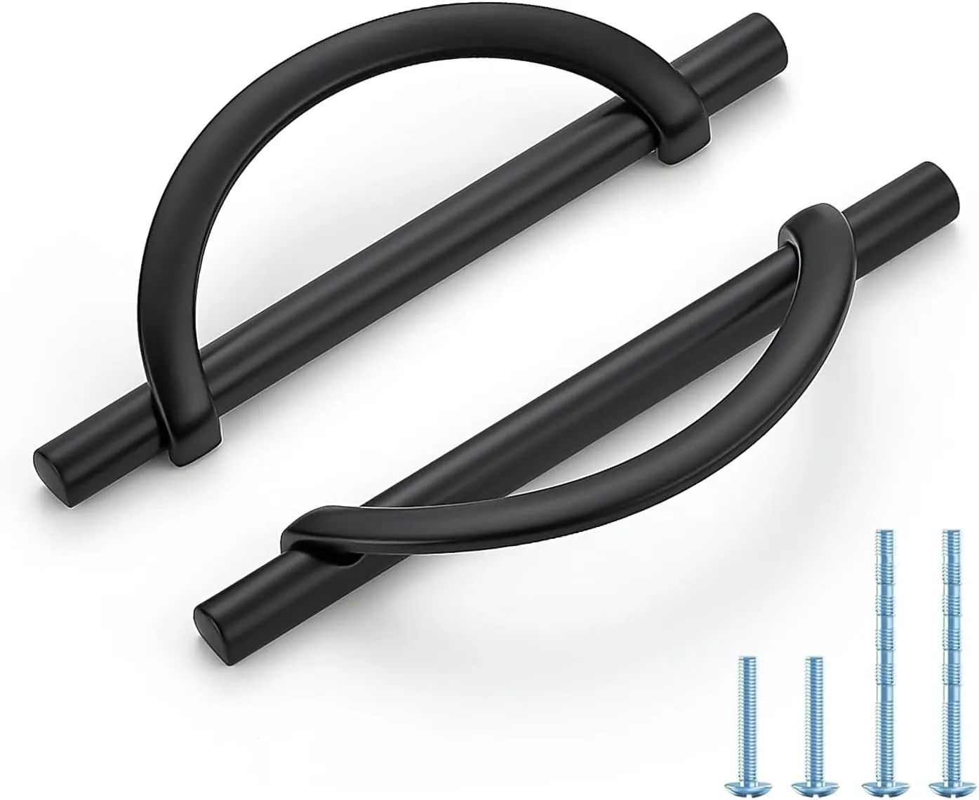 Matte Black Cabinet Pulls, 5 Inch Hole Center, 128 mm, Curved Design Cabinet Handles for Kitchen,Cupboard, Drawer & Bathroom 10 Pack
