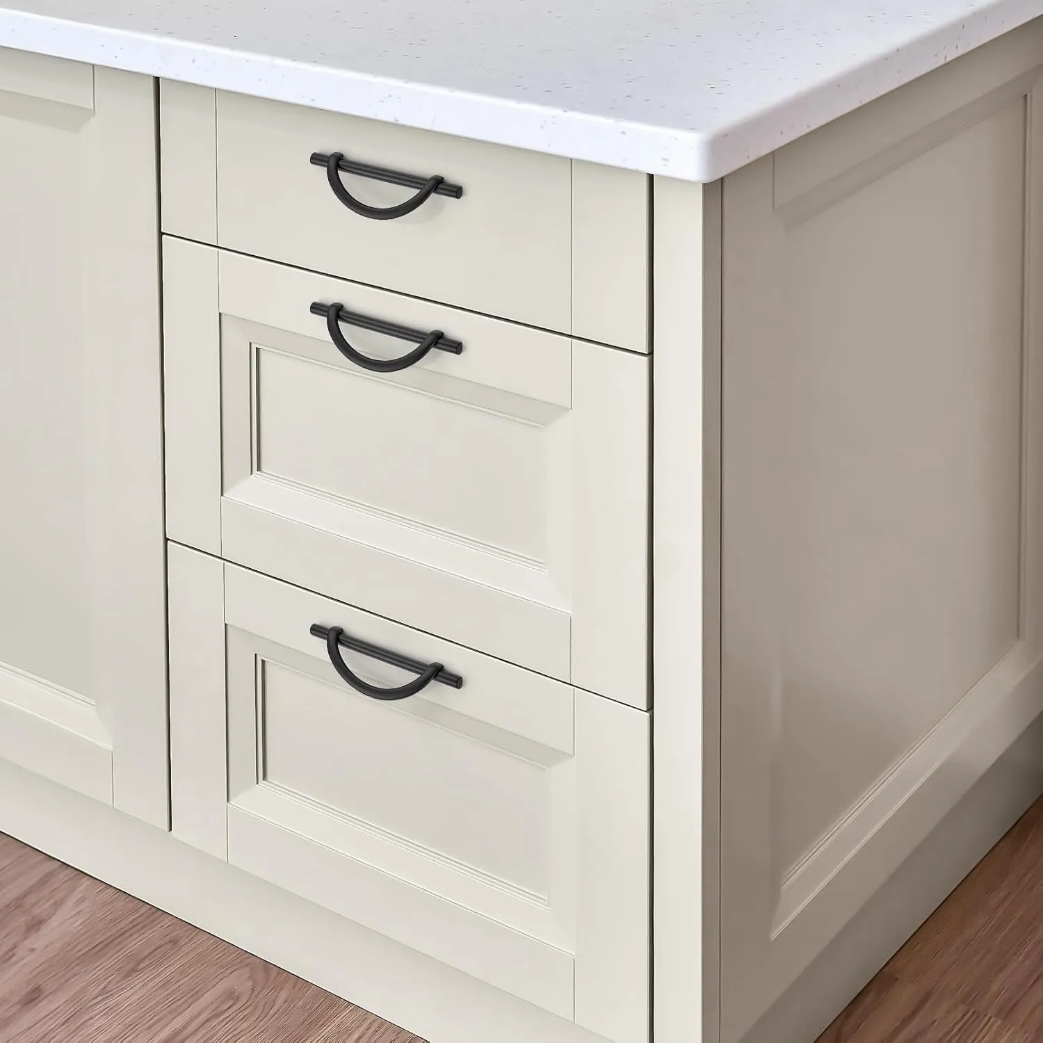 Matte Black Cabinet Pulls, 5 Inch Hole Center, 128 mm, Curved Design Cabinet Handles for Kitchen,Cupboard, Drawer & Bathroom 10 Pack