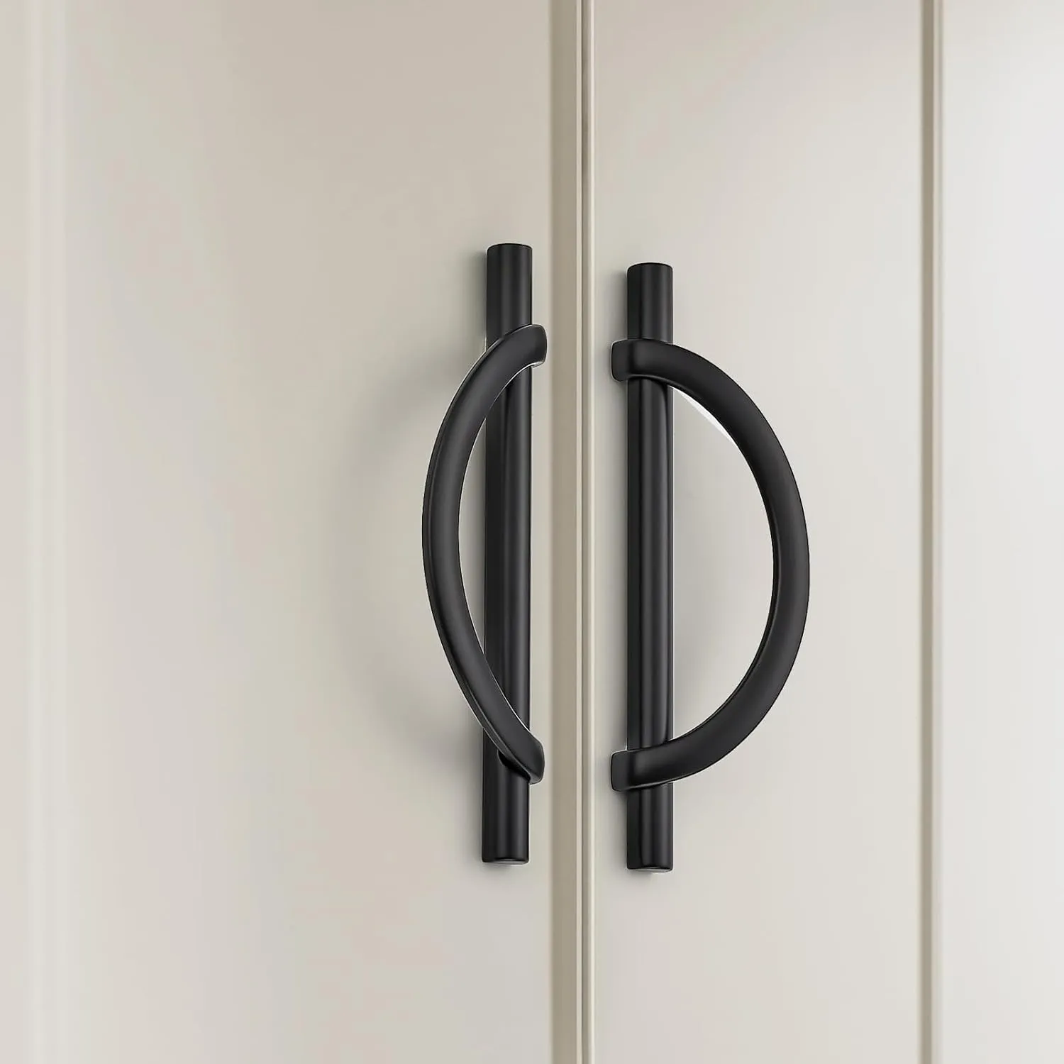 Matte Black Cabinet Pulls, 5 Inch Hole Center, 128 mm, Curved Design Cabinet Handles for Kitchen,Cupboard, Drawer & Bathroom 10 Pack