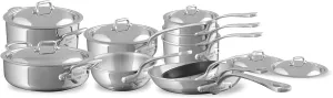 Mauviel M'Cook 5-Ply Polished Stainless Steel 16-Piece Cookware Set With Cast Stainless Steel Handles, Made In France