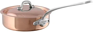 Mauviel M'Heritage 150 S 1.5mm Polished Copper & Stainless Steel Saute Pan With Curved Lid And Cast Stainless Steel Handle, 6-qt, Made In France