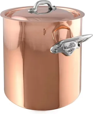 Mauviel M'Heritage 150 S 1.5mm Polished Copper & Stainless Steel Stockpot With Curved Lid, And Cast Stainless Steel Handles, 10.5-qt, Made In France