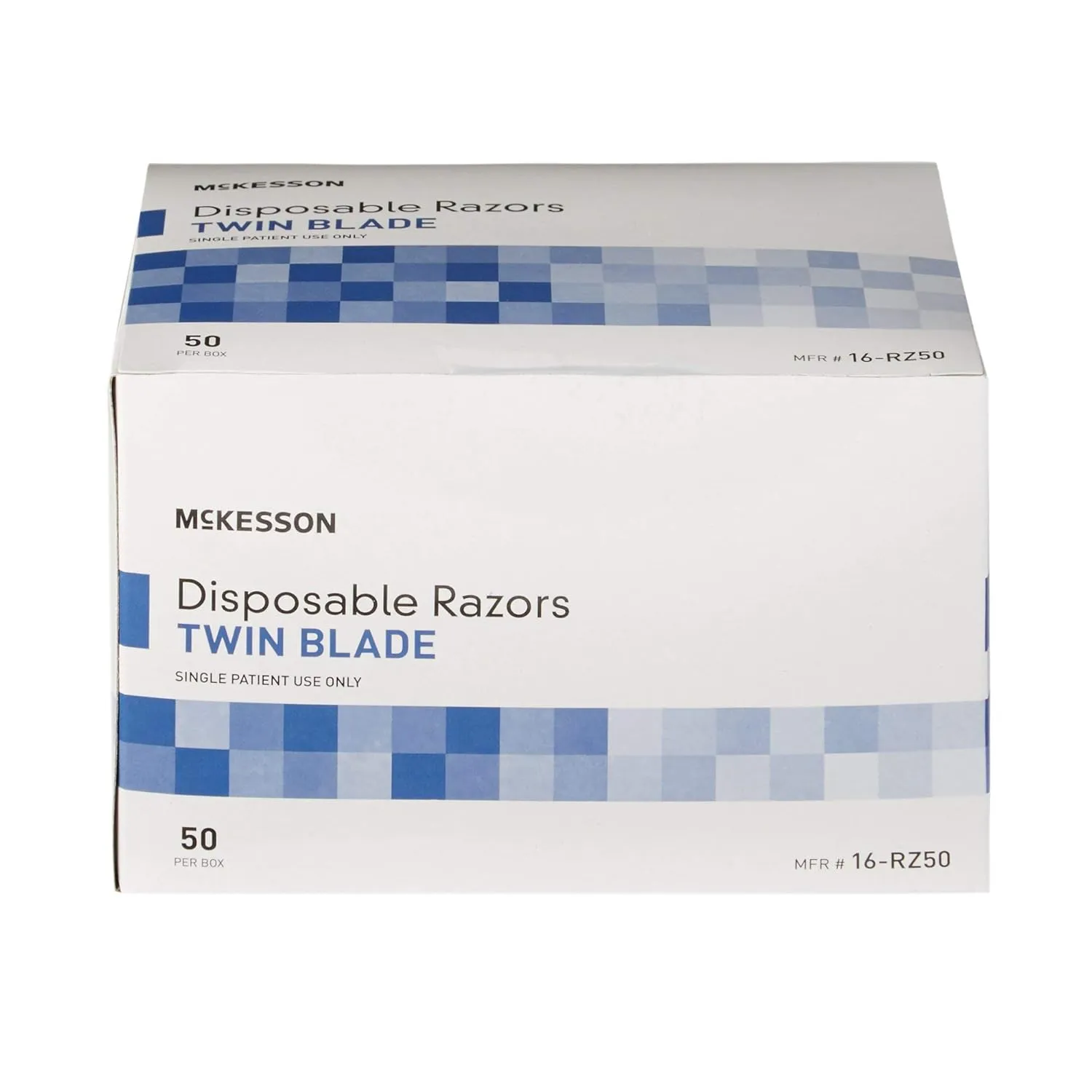 McKesson Disposable Razors [100 Count] Shaving Razor, Twin Blade, Stainless Steel Blade, For Men and Women, Bulk, Blue, 50 Count, Pack of 2