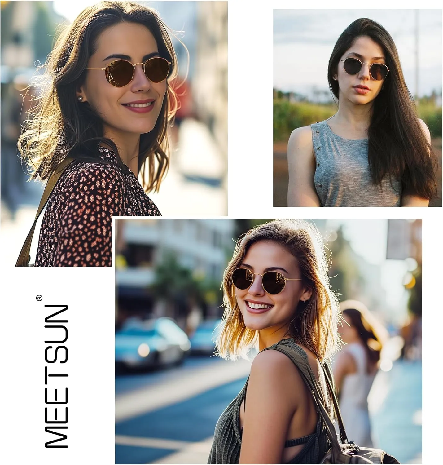 MEETSUN Round Polarized Sunglasses for Women Men Classic Retro Metal Frame Sun Glasses UV Protection