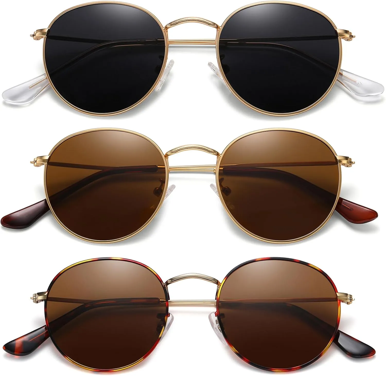 MEETSUN Round Polarized Sunglasses for Women Men Classic Retro Metal Frame Sun Glasses UV Protection
