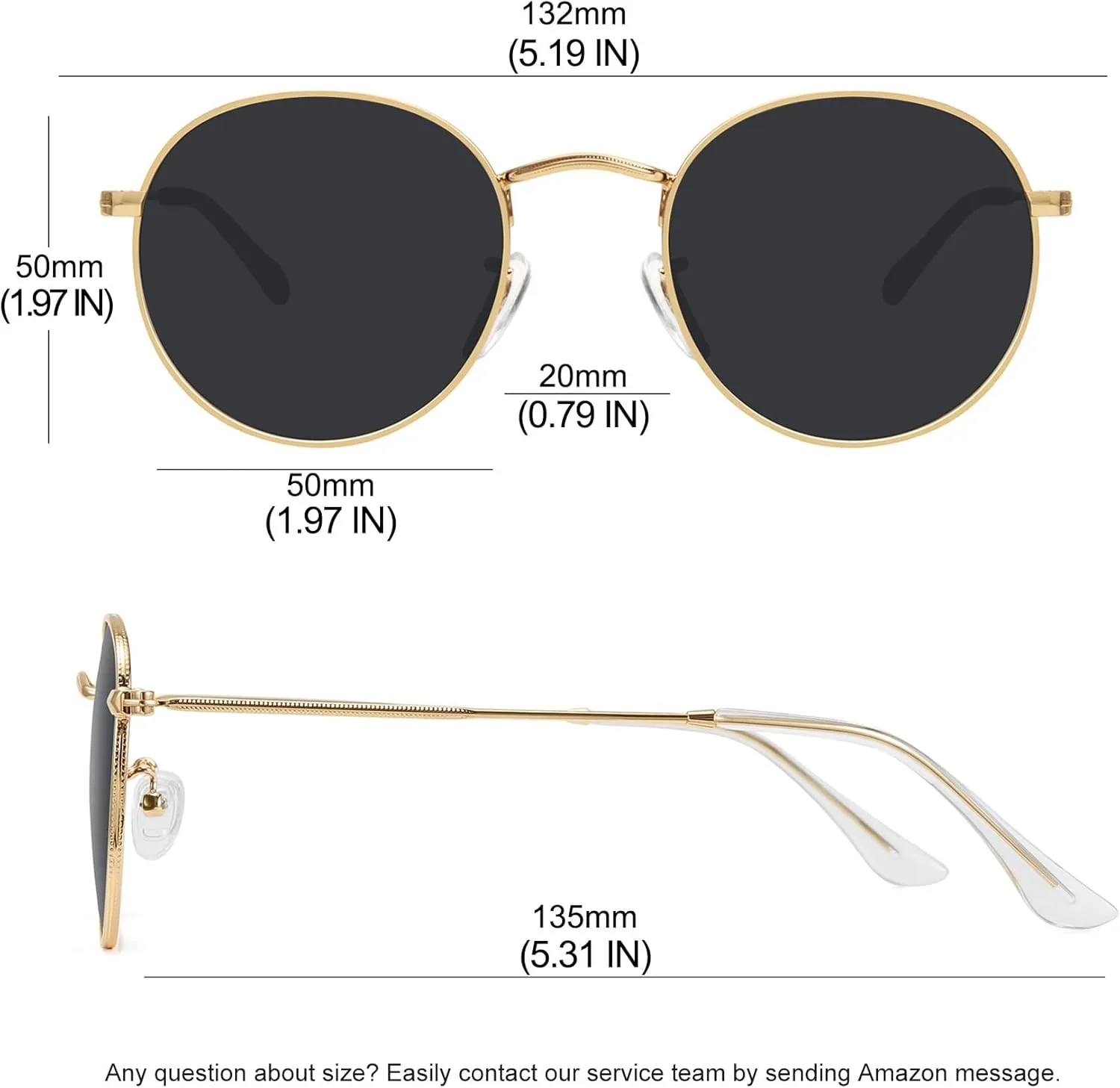 MEETSUN Round Polarized Sunglasses for Women Men Classic Retro Metal Frame Sun Glasses UV Protection