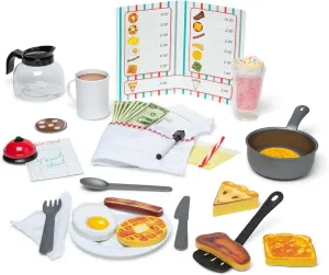 Melissa & Doug Star Diner Restaurant Play Set (41 pcs) - Pretend Play Food, Restaurant Toy Set With Cookware, Utensils For Kids, Diner Playset for Kids And Toddlers, Ages 3 