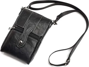 Men Purse Crossbody Bag Leather Holster Case with Belt Clip Cell Phone Pouch for iPhone 13 Pro Max Holster Belt Loop Pouch Case Leather Shoulder Bag for iPhone, Samsung,Google (7.0 inch)