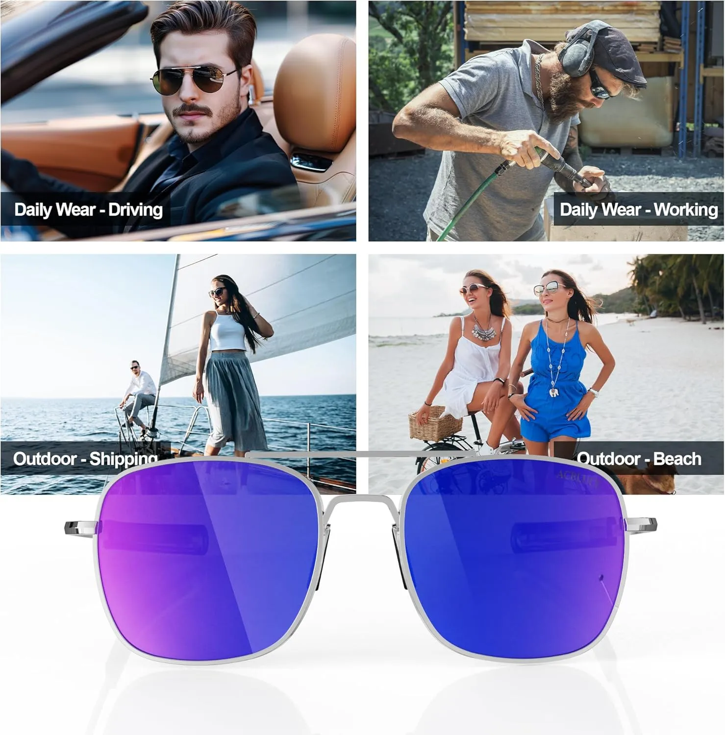 Mens Aviator Sunglasses 53mm TAC Polarized Lense Pilot Military Style Metal Frame with Bayonet Temples