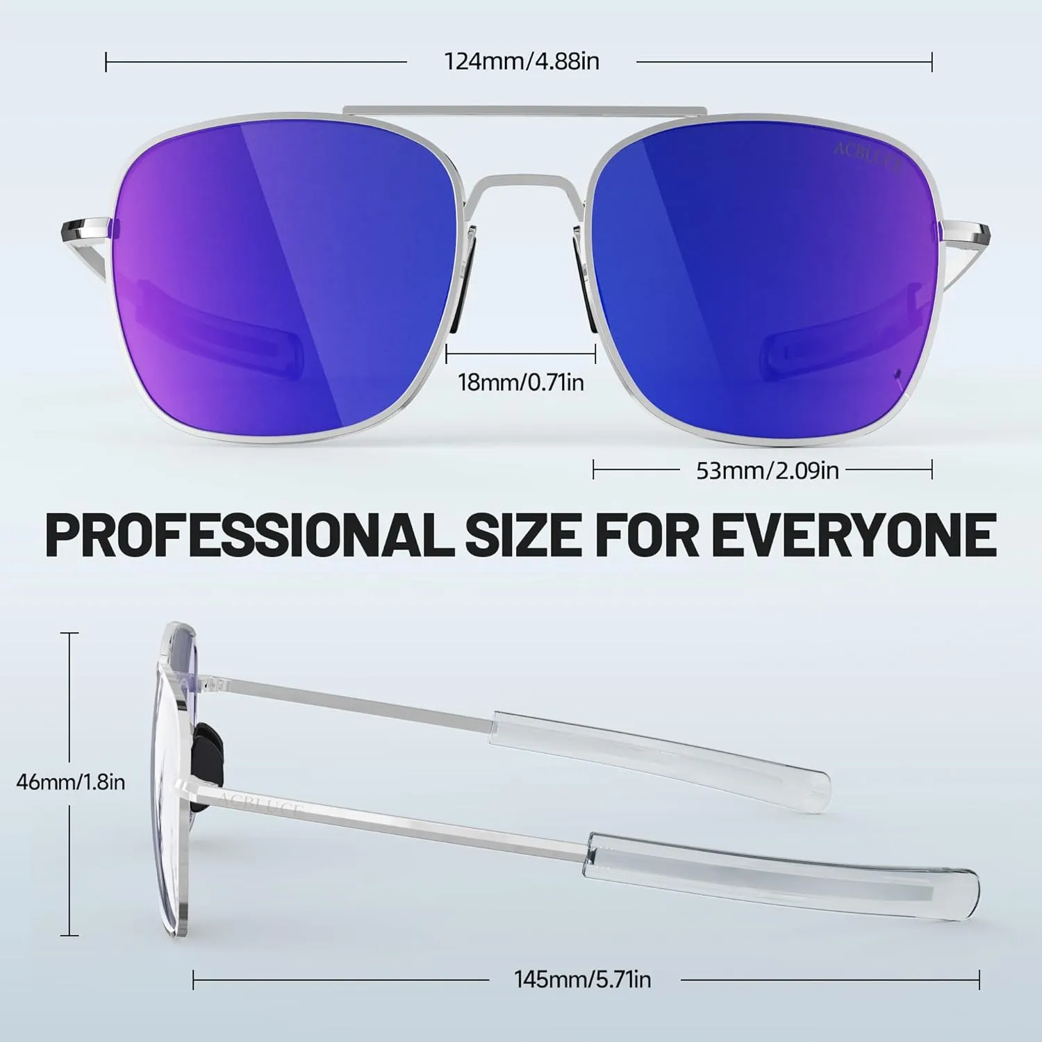 Mens Aviator Sunglasses 53mm TAC Polarized Lense Pilot Military Style Metal Frame with Bayonet Temples