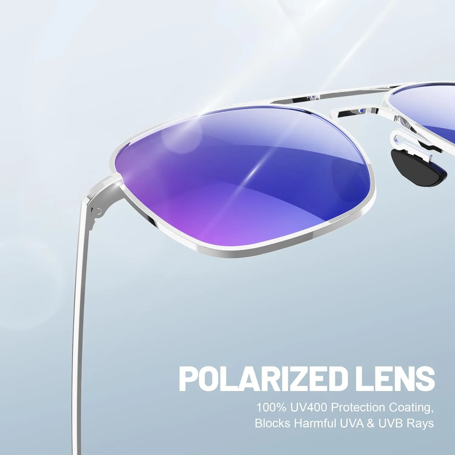 Mens Aviator Sunglasses 53mm TAC Polarized Lense Pilot Military Style Metal Frame with Bayonet Temples
