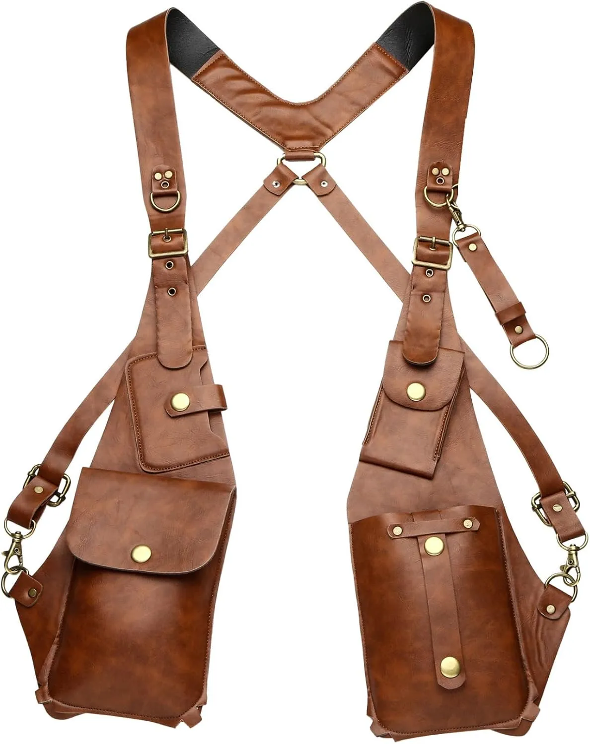 Mens Leather Hidden Underarm Shoulder Bag Double Shoulder Pouch Outdoors Mobile Phone Holster Bag