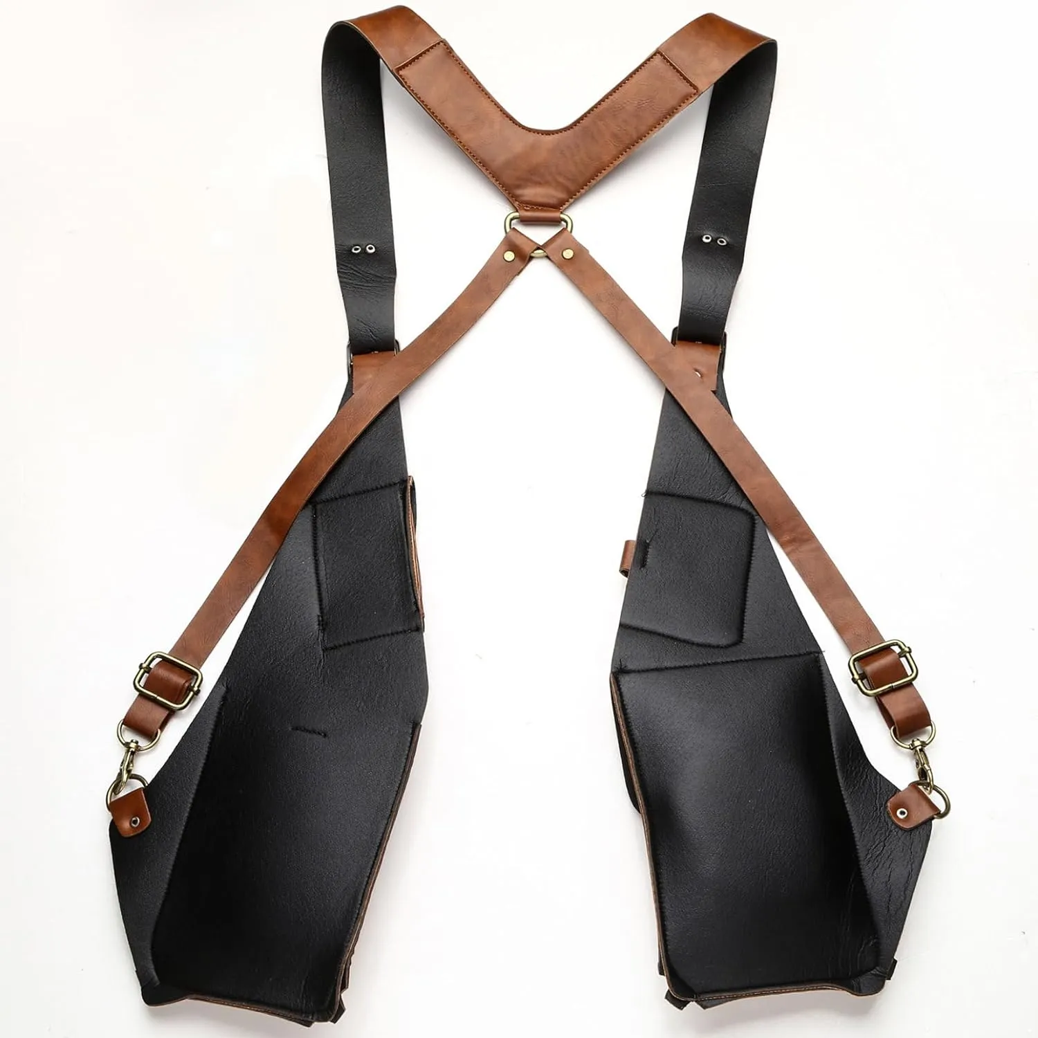 Mens Leather Hidden Underarm Shoulder Bag Double Shoulder Pouch Outdoors Mobile Phone Holster Bag