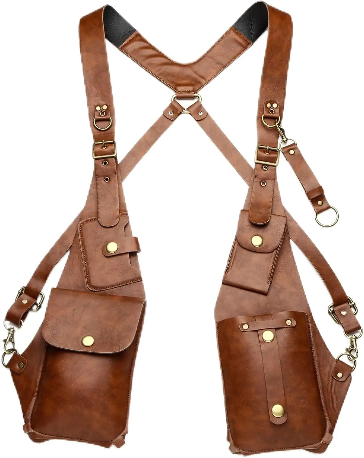 Men's PU Leather Shoulder Holster Anti-Theft Hidden Underarm Shoulder Bag Travel Bag Strap for Outdoor