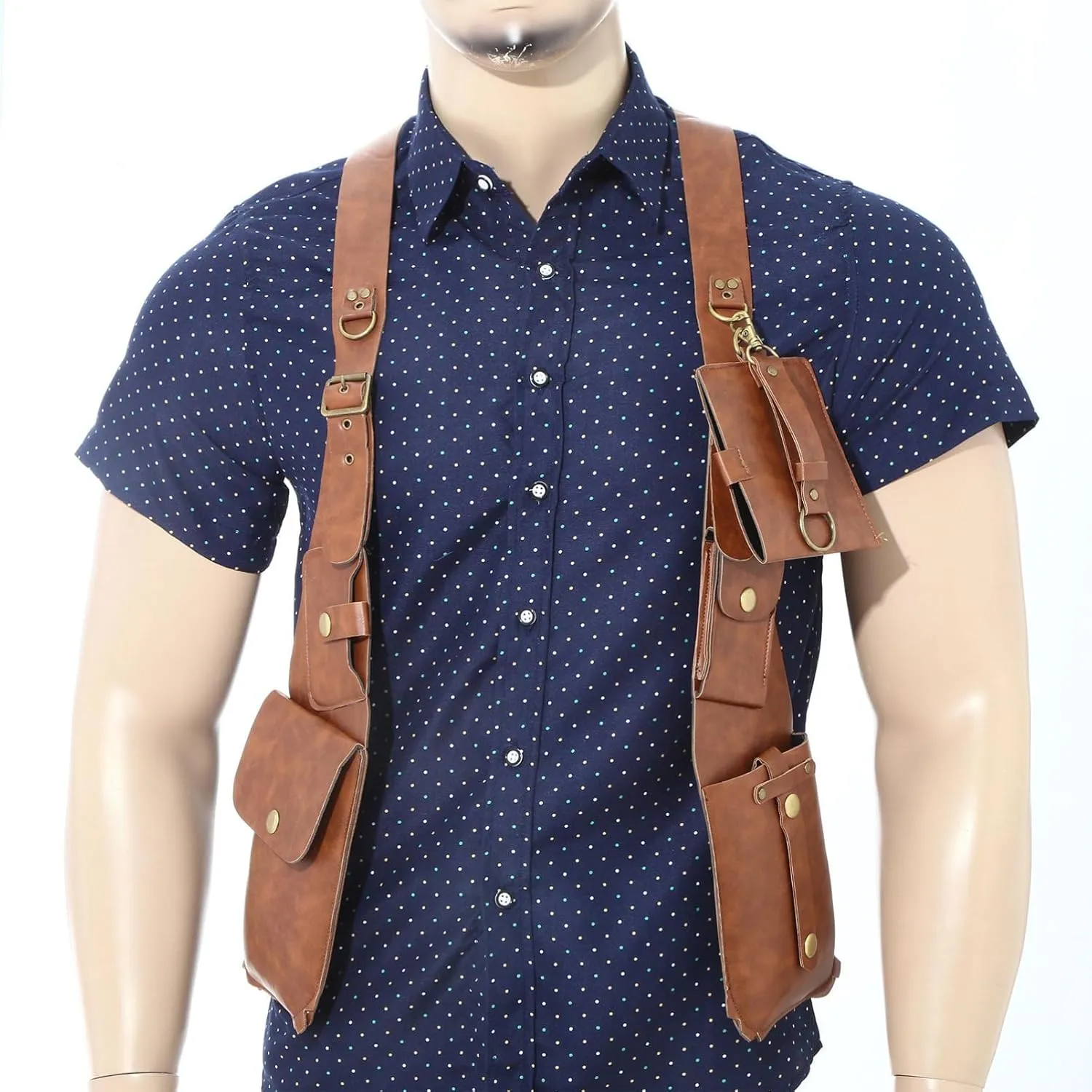 Men's PU Leather Shoulder Holster Anti-Theft Hidden Underarm Shoulder Bag Travel Bag Strap for Outdoor