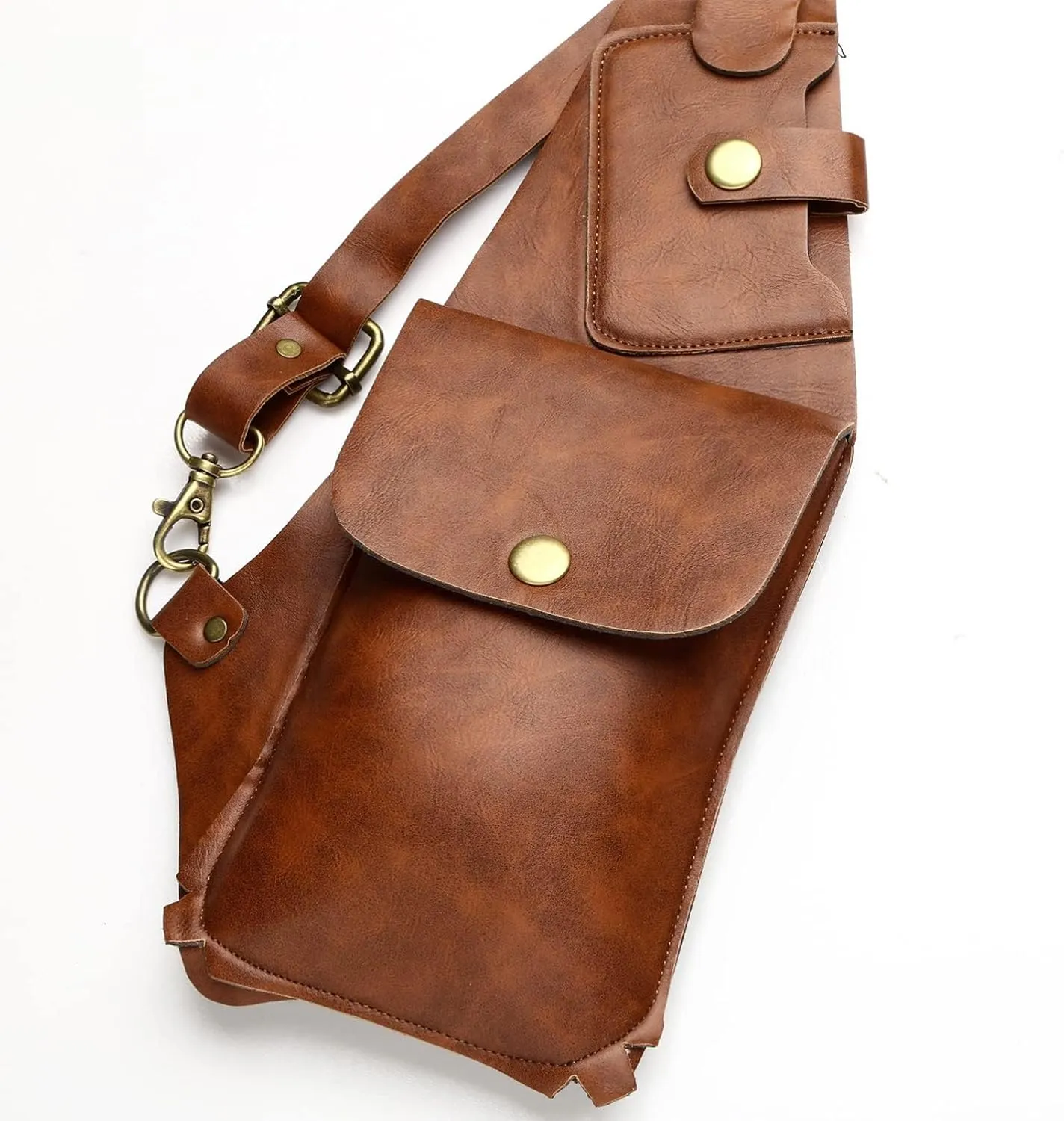Men's PU Leather Shoulder Holster Anti-Theft Hidden Underarm Shoulder Bag Travel Bag Strap for Outdoor