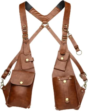 Men's PU Leather Shoulder Holster Anti-Theft Hidden Underarm Shoulder Bag Travel Bag Strap for Outdoor