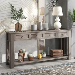 Merax Classic Console Table with Storage Drawers for Entryway Hallway, Living Room Gray Wash