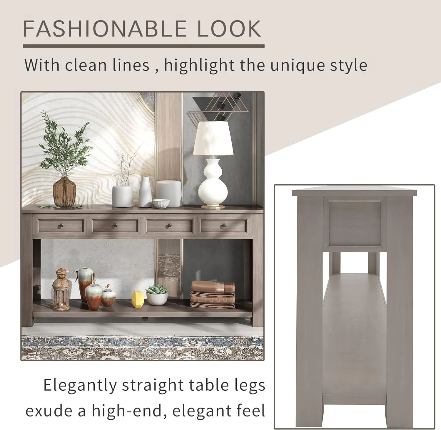 Merax Classic Console Table with Storage Drawers for Entryway Hallway, Living Room Gray Wash