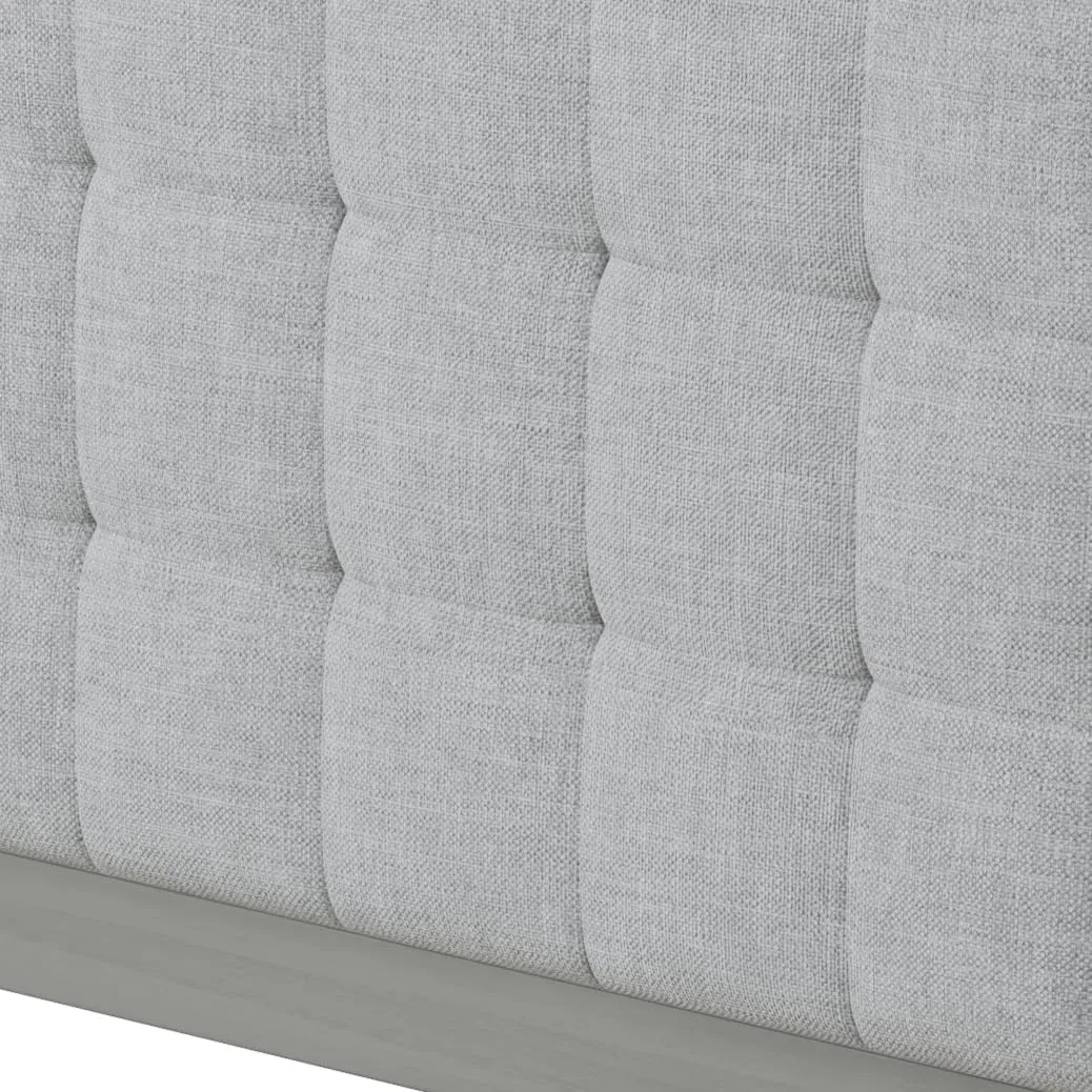 Merax Modern Upholstered Bed Frame with Vertical Channel Headboars, California King Low Tufted Platform Bed, No Box Spring Needed, Easy Assemble, Gray